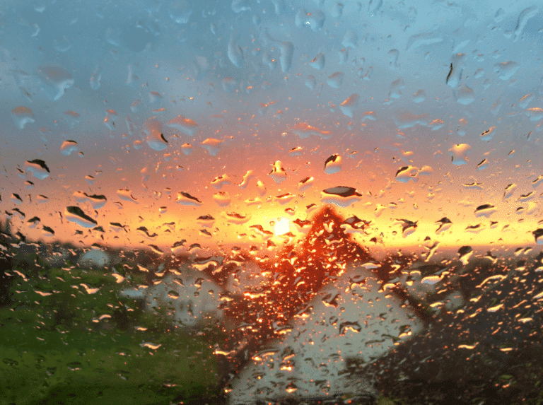 Rain drops on foggy windows.